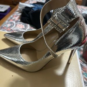 Silver shoes only wore one time to a wedding too narrow for my feet